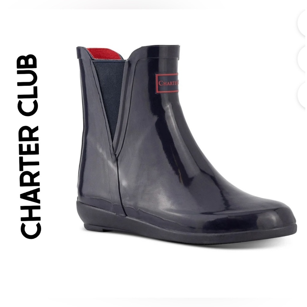 CHARTER CLUB RAIN BOOTS 6M. Removable Insole Goring Cloudburst Round Toe boots.